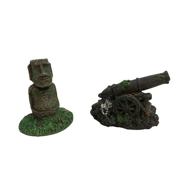 Penn Plex Mini Easter Island Cannon Aquarium Resin Décor Set - Picture 2 of 13